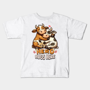 Cowboy girl Cute Cow Herd Hugs Here Kids T-Shirt